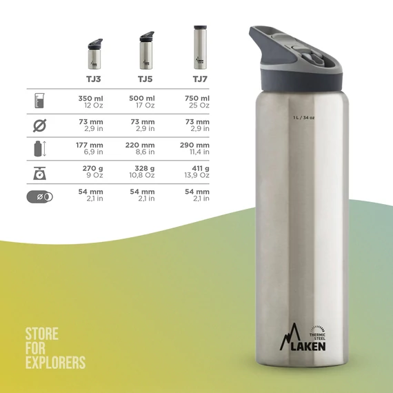 Jannu hőtartó rozsdamentes acél kulacs 1l ezüst