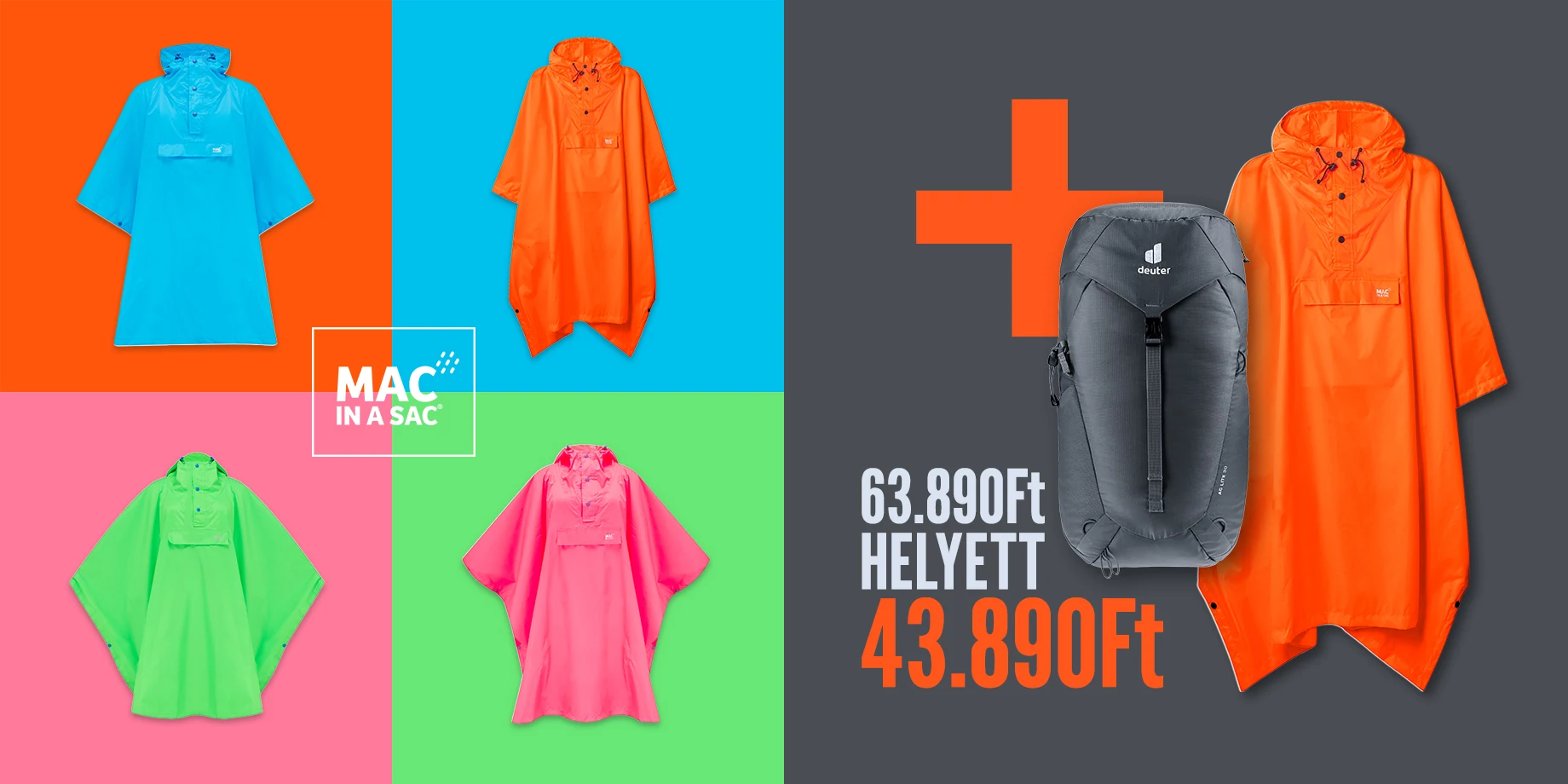 Mac In A Sac vízálló poncho-k, elég jó színekben!