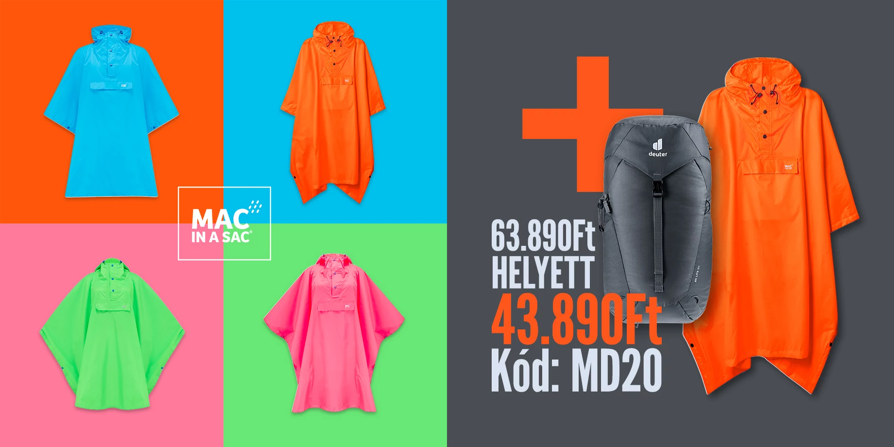 Mac In A Sac vízálló poncho-k, elég jó színekben!