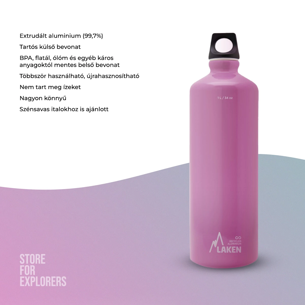 Futura alumíniumkulacs 1l pink